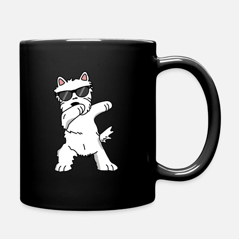 West Highlan Terrier Dabbing Funny cute dance - Full Colour Mug - black