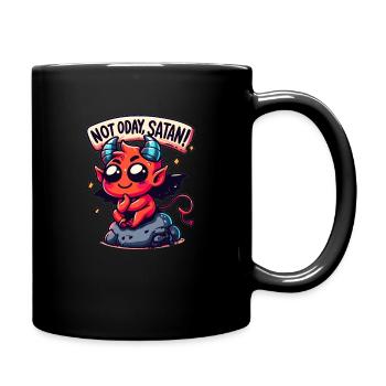 teufel Not Today Satan - Tasse einfarbig - Schwarz - Rechts