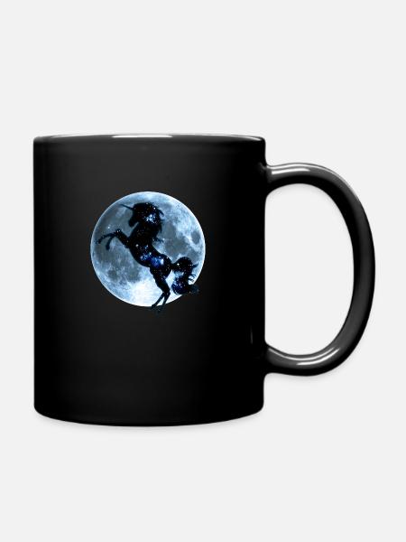 licorne, pleine lune, magie, cheval, unicorn, moon - Mug uni - noir