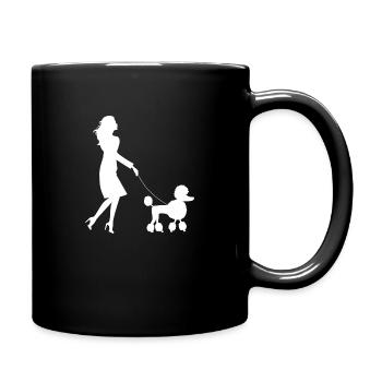 Woman with poodle - Full Colour Mug - black - Right