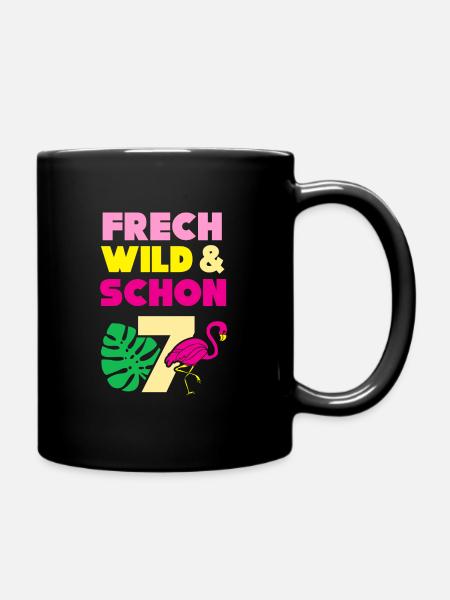 7 Jahre Geburtstag Junge Mädchen Flamingo - Tasse einfarbig - Schwarz