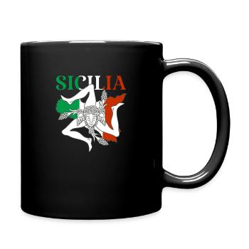 Sicile Flag Italie Palerme Trinacria Italia - Mug uni - noir - Droite