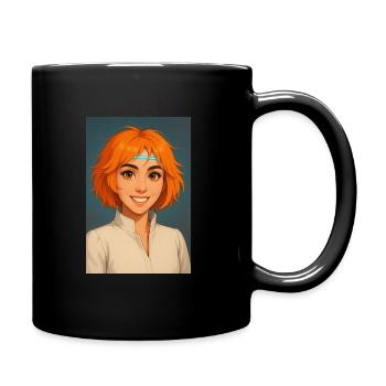 Fille souriante à l’ ardent avec des cheveux orange vif - Mug uni - noir - Droite