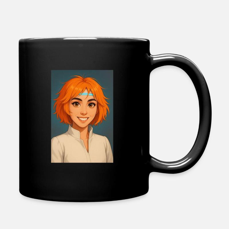 Feuriger Geist Lächelndes Mädchen mit leuchtend orangefarbenen Haaren - Tasse einfarbig - Schwarz