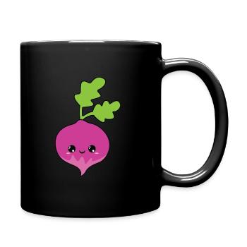mignons souriants parterres rouges, cute beet root - Mug uni - noir - Droite