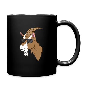 Ziege - Braune Ziege mit Sonnenbrille - Tasse einfarbig - Schwarz - Rechts