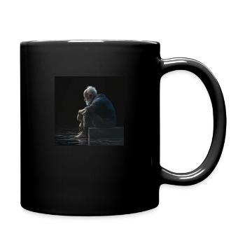 sitting man by a see dark 4k ultra realistic - Tasse einfarbig - Schwarz - Rechts