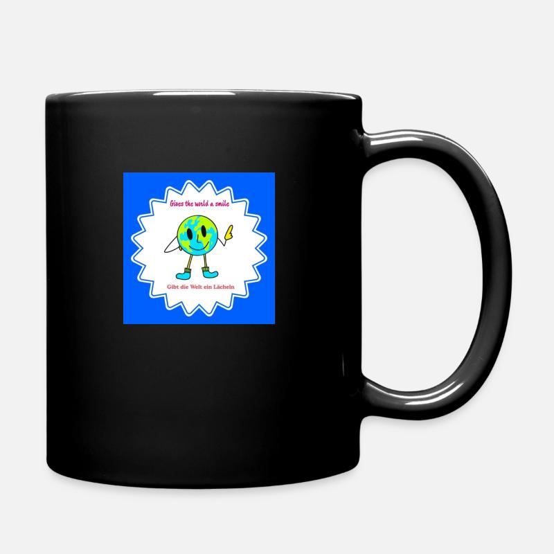 Gibt die Welt ein Lächeln - Tasse einfarbig - Schwarz