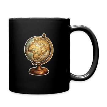 Vintage Globus - Tasse einfarbig - Schwarz - Rechts
