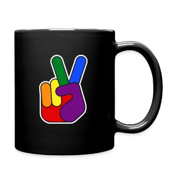 Rainbow Vsign Hand Design - Full Colour Mug - black - Right