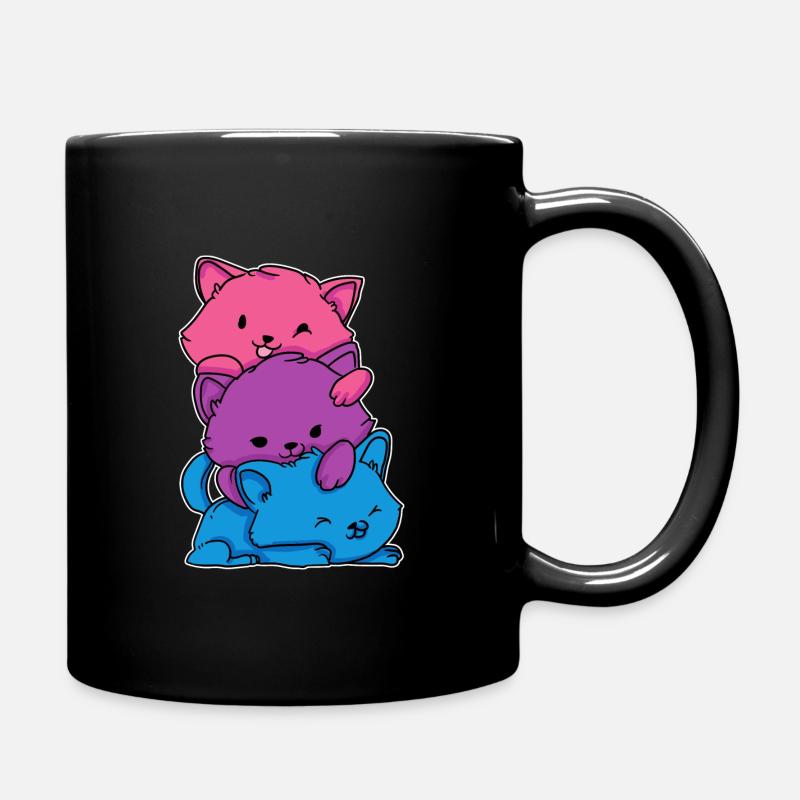 Bisexual LGBT Anime Cat Pride Flag Gift - Full Colour Mug - black