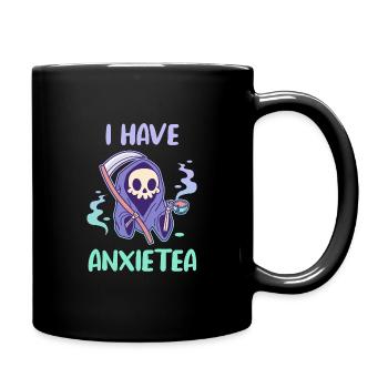 Kawaii Grim Reaper drinks tea - Full Colour Mug - black - Right