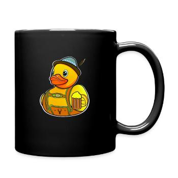 Badeente mit Bierkrug bayrisch - Tasse einfarbig - Schwarz - Rechts