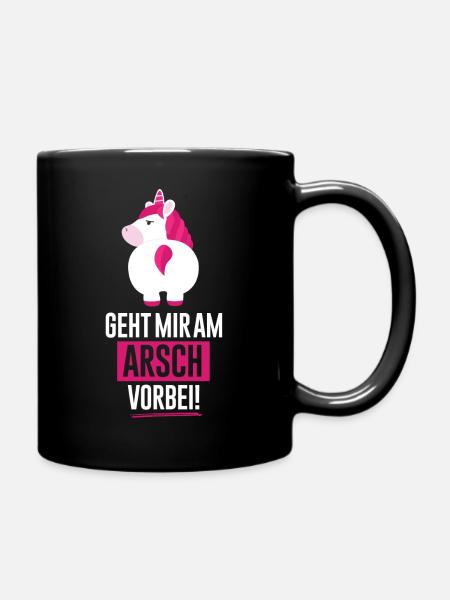 Am Arsch vorbei - Einhorn - Tasse einfarbig - Schwarz