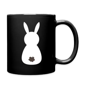 Weißer Hase von Hinten - Tasse einfarbig - Schwarz - Rechts