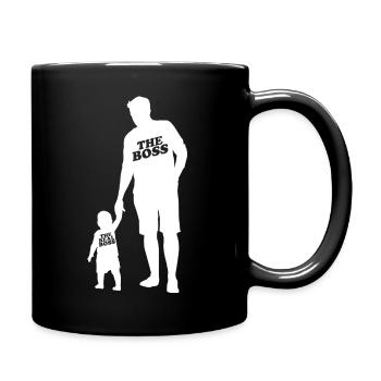 The Boss the Real Boss Papa Sohn Partnerlook - Tasse einfarbig - Schwarz - Rechts