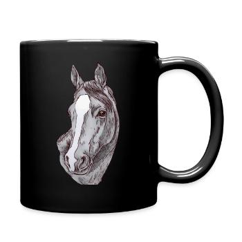 Pferd Pferdemotiv Tiermotiv Tiergesicht Tier Damen - Tasse einfarbig - Schwarz - Rechts