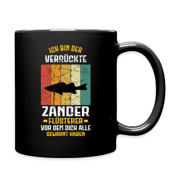 Zander Angeln Angler Raubfisch fischen - Tasse einfarbig - Schwarz - Rechts