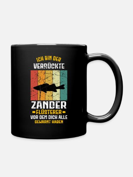 Zander Angeln Angler Raubfisch fischen - Tasse einfarbig - Schwarz
