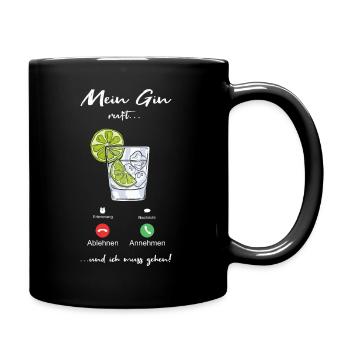 Lustige Gin Liebhaber Tonic Sprüche Geschenk - Tasse einfarbig - Schwarz - Rechts