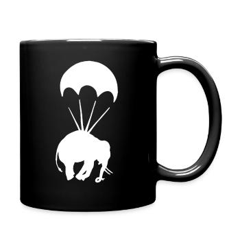 Elefant mit Fallschirm Graffiti Urban Art - Tasse einfarbig - Schwarz - Rechts
