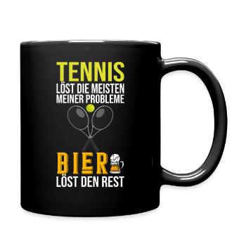 Tennis Tennisspieler Tennisschläger Tennisplatz - Tasse einfarbig - Schwarz - Rechts