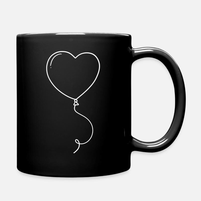 Herz Luftballon - Tasse einfarbig - Schwarz