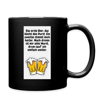 Bier Aufdruck - Tasse einfarbig - Schwarz - Rechts