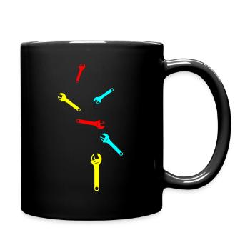 Schraubenschlüssel Icon - Tasse einfarbig - Schwarz - Rechts