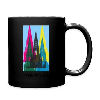Freiburg i. Br - Collage Pop Art - Tasse einfarbig - Schwarz - Rechts