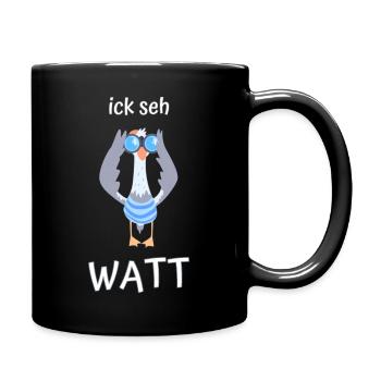 ick seh watt Möwe Fernglas - Tasse einfarbig - Schwarz - Rechts