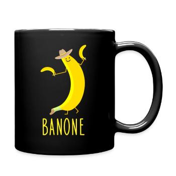 Lustige Banane als Cowboy (b) - Tasse einfarbig - Schwarz - Rechts
