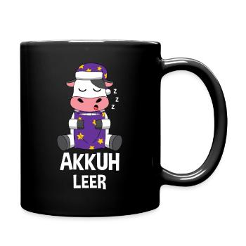 Wortspiel Kuh Akku Leer Schlafen Akkuh Aufladen - Tasse einfarbig - Schwarz - Rechts