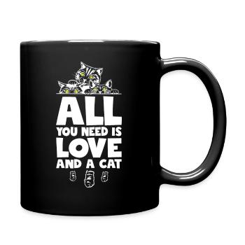 All You Need Is Love And A Cat - Tasse einfarbig - Schwarz - Rechts