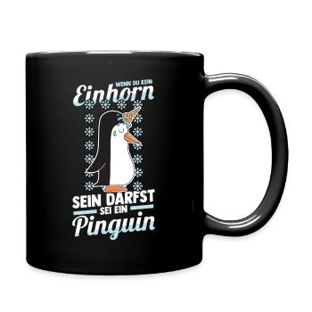 Einhorn Pinguin - Tasse einfarbig - Schwarz - Rechts