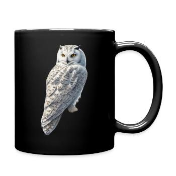 Schneeeule - Tasse einfarbig - Schwarz - Rechts