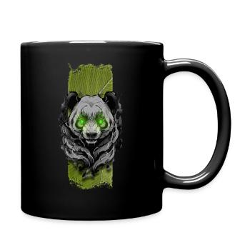 Tranquil Jade: Sanfter grünäugiger Panda - Tasse einfarbig - Schwarz - Rechts