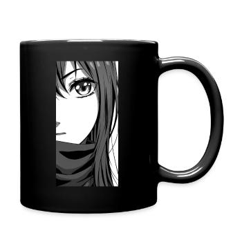 Black and White Anime Manga Aesthetic Design - Full Colour Mug - black - Right