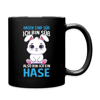 Hasen Sind Süß Ich Bin Süß Also Bin Ich Ein Hase - Tasse einfarbig - Schwarz - Rechts