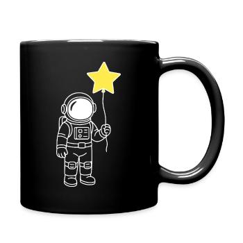 Astronaut with Star Balloon – Space Artwork - Full Colour Mug - black - Right
