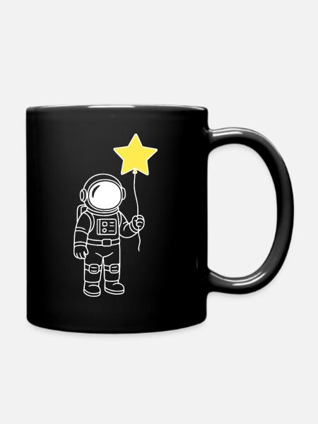 Astronaute avec ballon étoile – Œuvre d’art de l’espace - Mug uni - noir