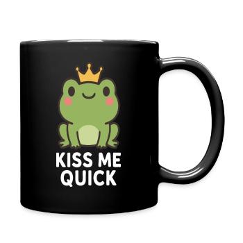 Küss den Frosch - Tasse einfarbig - Schwarz - Rechts