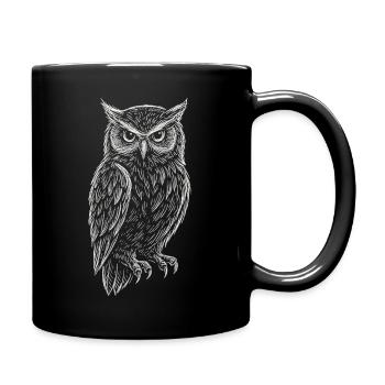 Sketchy Owl – Wisdom of the Night - Full Colour Mug - black - Right