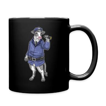 Kuh Polizist Taschenlampe Polizei - Tasse einfarbig - Schwarz - Rechts