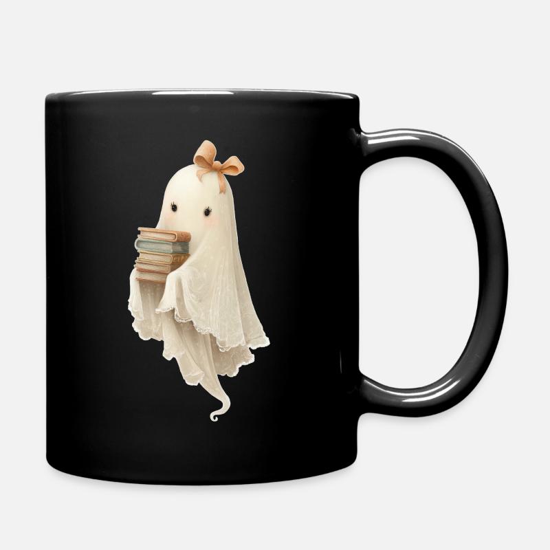 Geist mit Büchern - Tasse einfarbig - Schwarz
