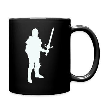 Ritterheld Silhouette mit Langschwert - Tasse einfarbig - Schwarz - Rechts