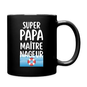 Super Daddy Rettungsschwimmer-Illustration - Tasse einfarbig - Schwarz - Rechts