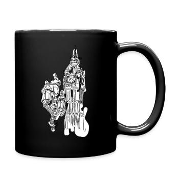 Dessin du contour de la ligne de l’horizon de Londres : Big Ben et Lanternes - Mug uni - noir - Droite