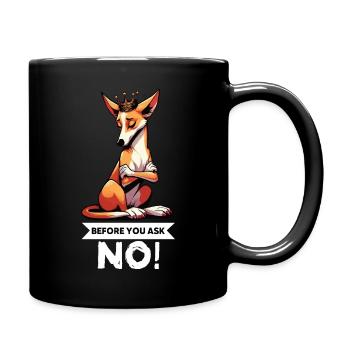 Avant de demander à Podenco Podencos Podencoliebhaber - Mug uni - noir - Droite