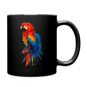 Parrot macaw watercolor colorful bird - Full Colour Mug - black - Right